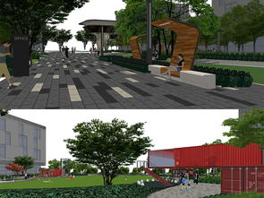 现代工厂高层建筑园林景观规划办公楼景观su模型设计图下载 图片82.50mb 植物景观库 su模型